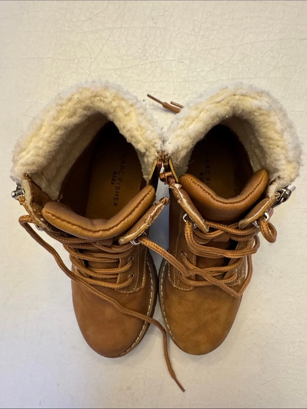 Marc Fisher Kids Brown Faux-Fur Lined Lace-Up Boots
